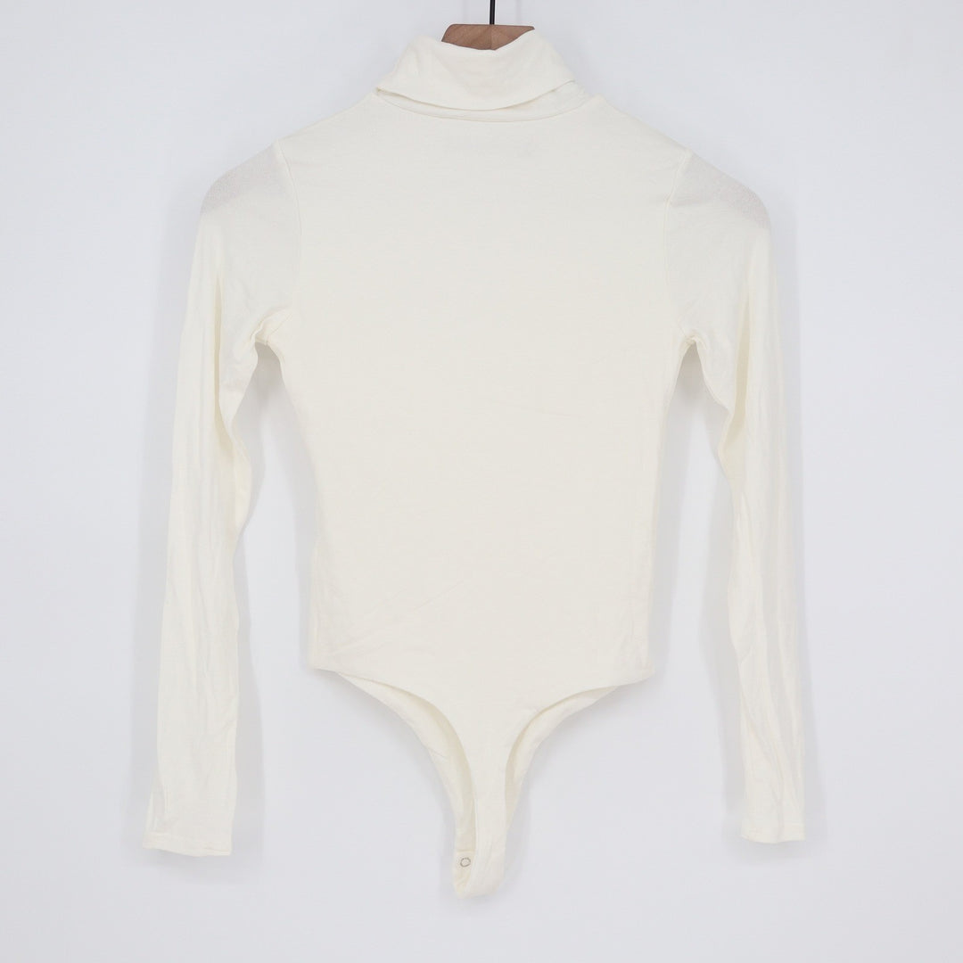 Naked Wardrobe White Long Sleeve Turtleneck Bodysuit XL