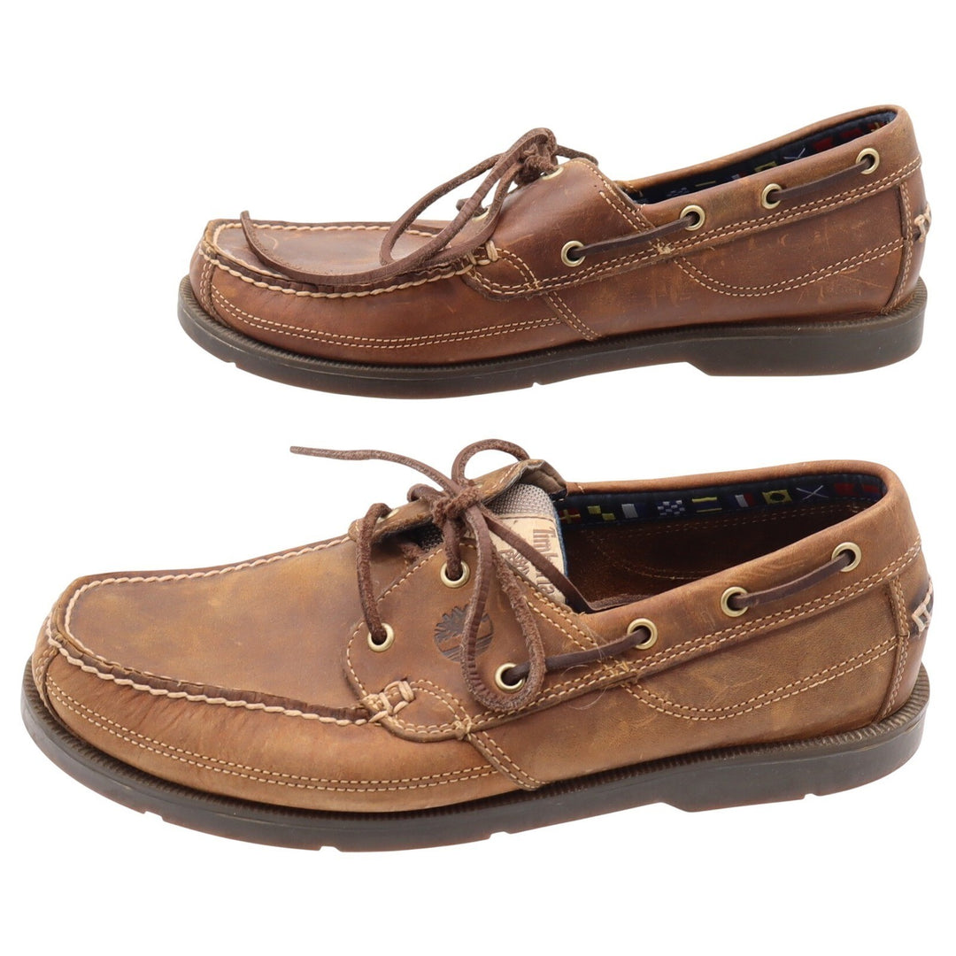 Timberland Boat Shoes Mens 10 Brown Leather Moc Toe Classic Good