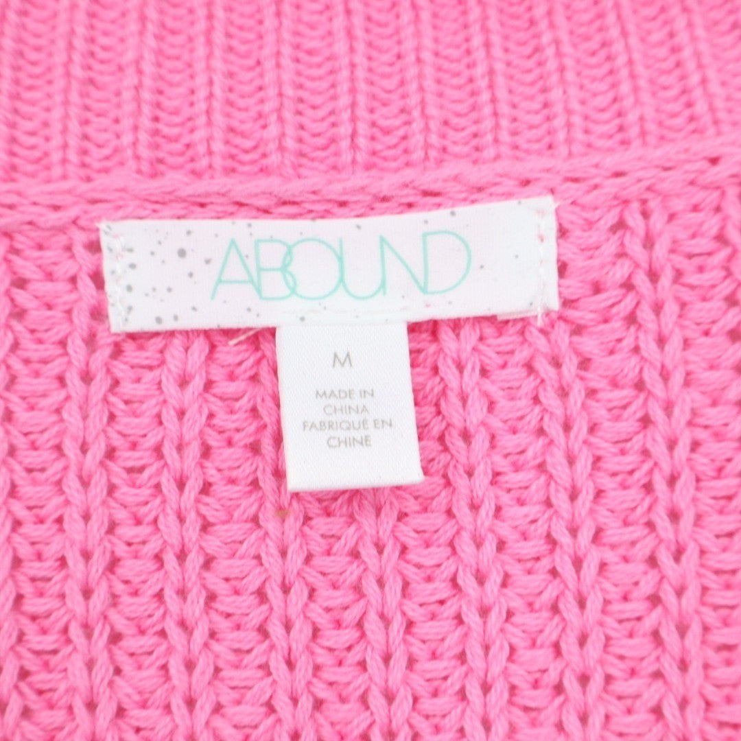 Abound Sweater Women Medium Aurora Pink Cable Knit Cotton Side Slit High Low Hem