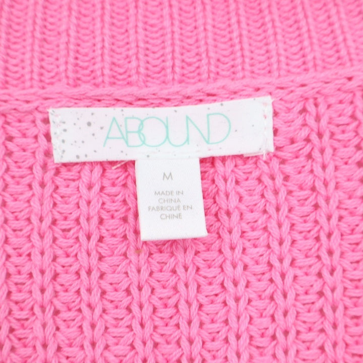 Abound Sweater Women Medium Aurora Pink Cable Knit Cotton Side Slit High Low Hem