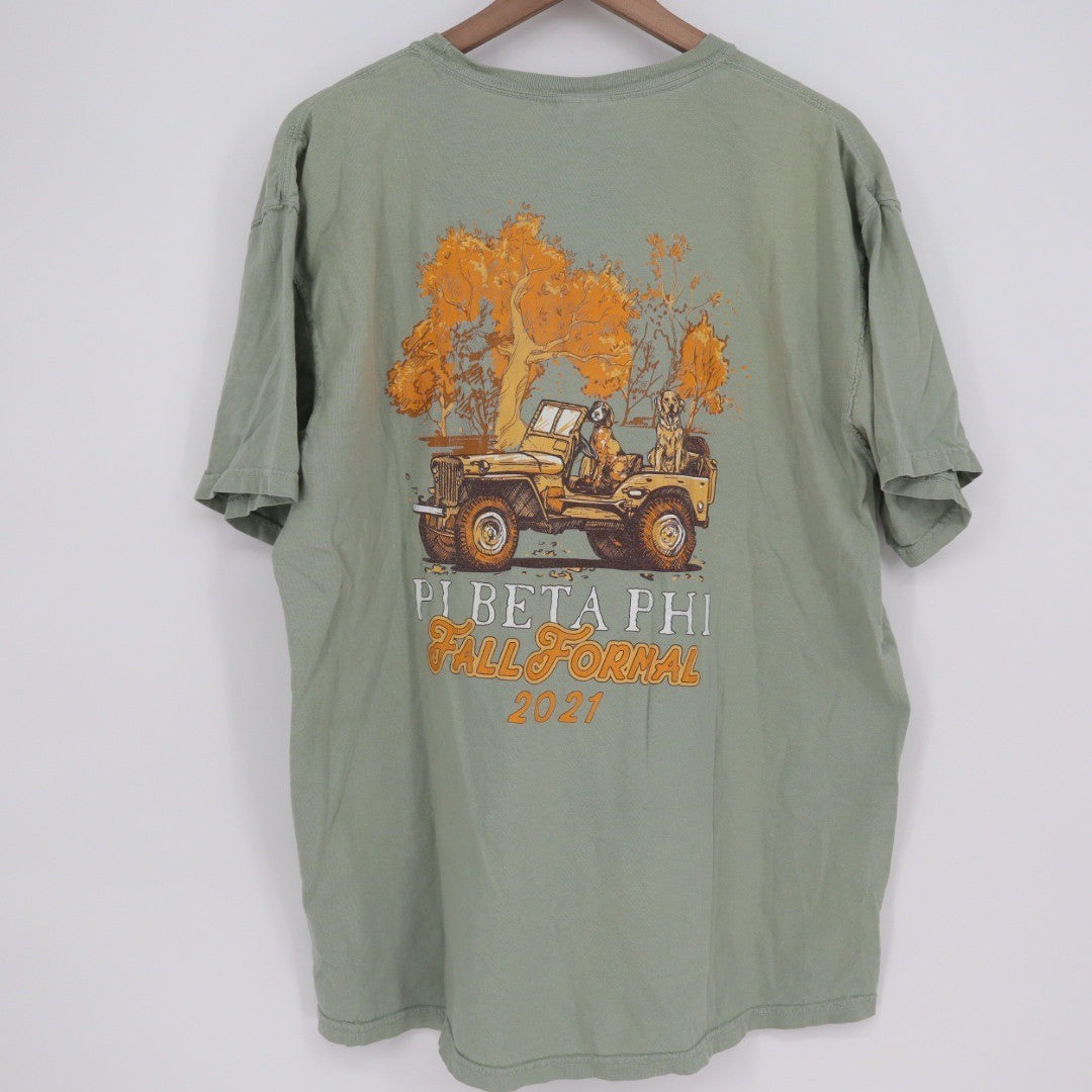 Comfort Colors Pi Beta Phi 2021 T Shirt XL Green Short Sleeve Pocket Tee