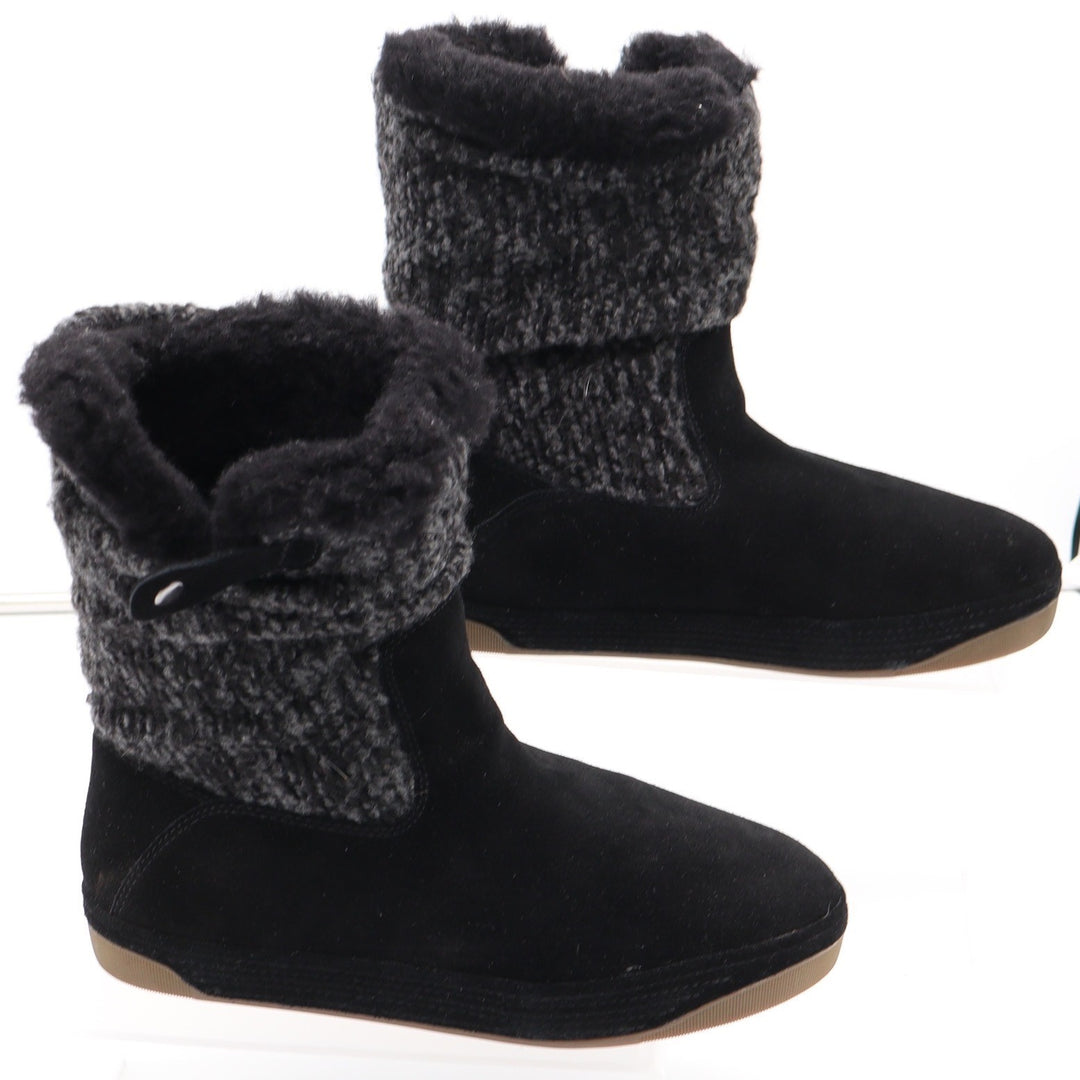 Tara M. Boots Womens 8 Chloe Black Suede Wool Knit Faux Fur Winter Excellent
