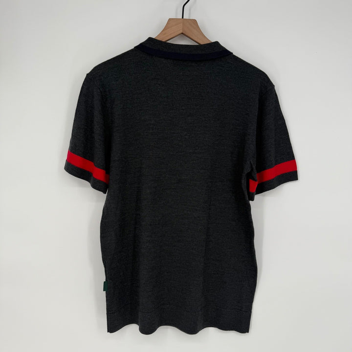 AG Green Label Men's Charcoal Grey Knit Polo Shirt Short Sleeve Size M