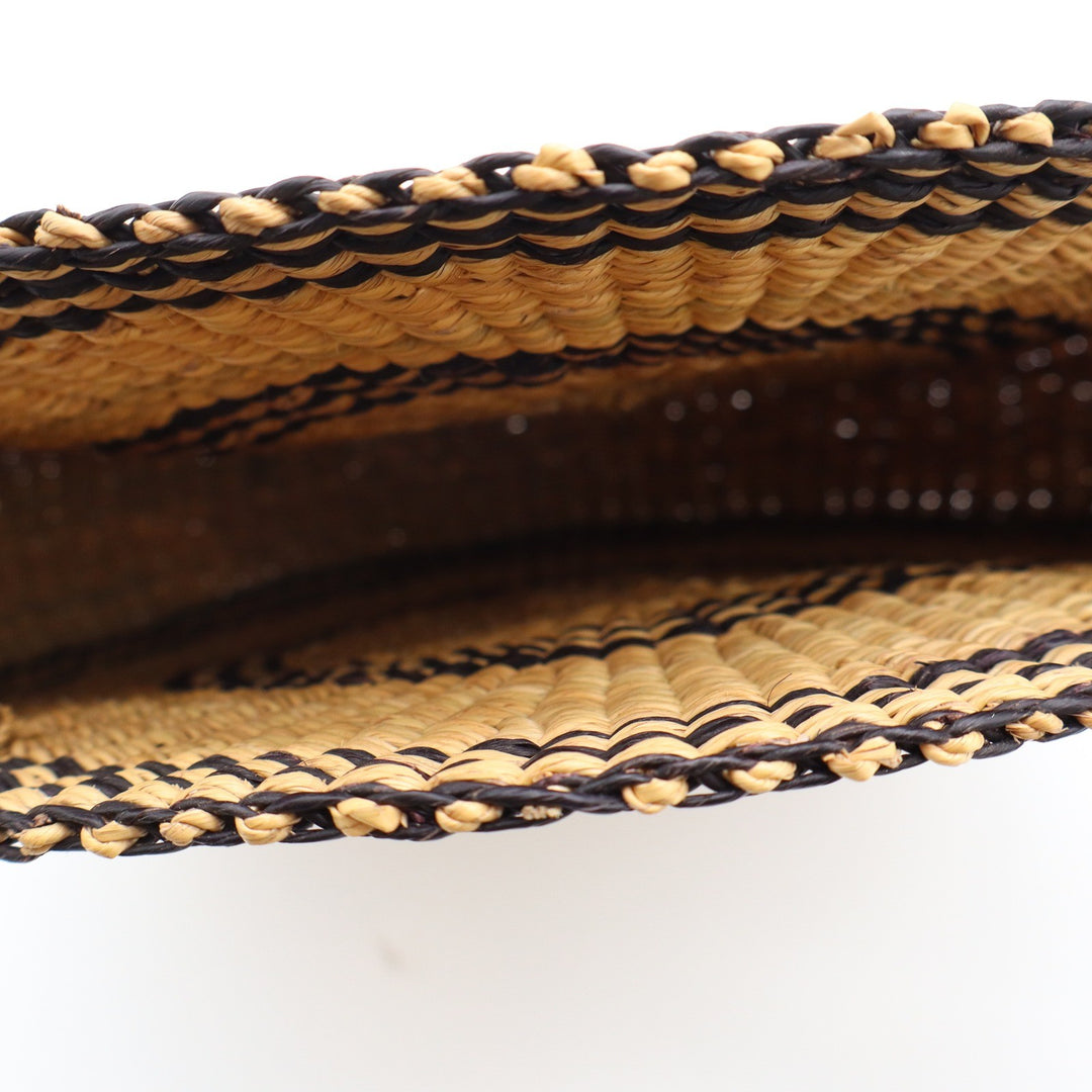 Handwoven Round Straw Tote Bag Leather Handles Boho Circle Basket Bag JCA120