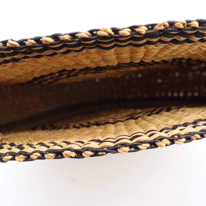 Handwoven Round Straw Tote Bag Leather Handles Boho Circle Basket Bag JCA120