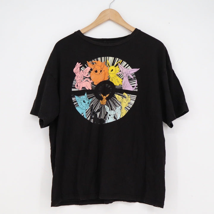 Pokemon Eevee Evolutions Black Graphic T-Shirt XL Hybrid Apparel 2023 Anime Tee
