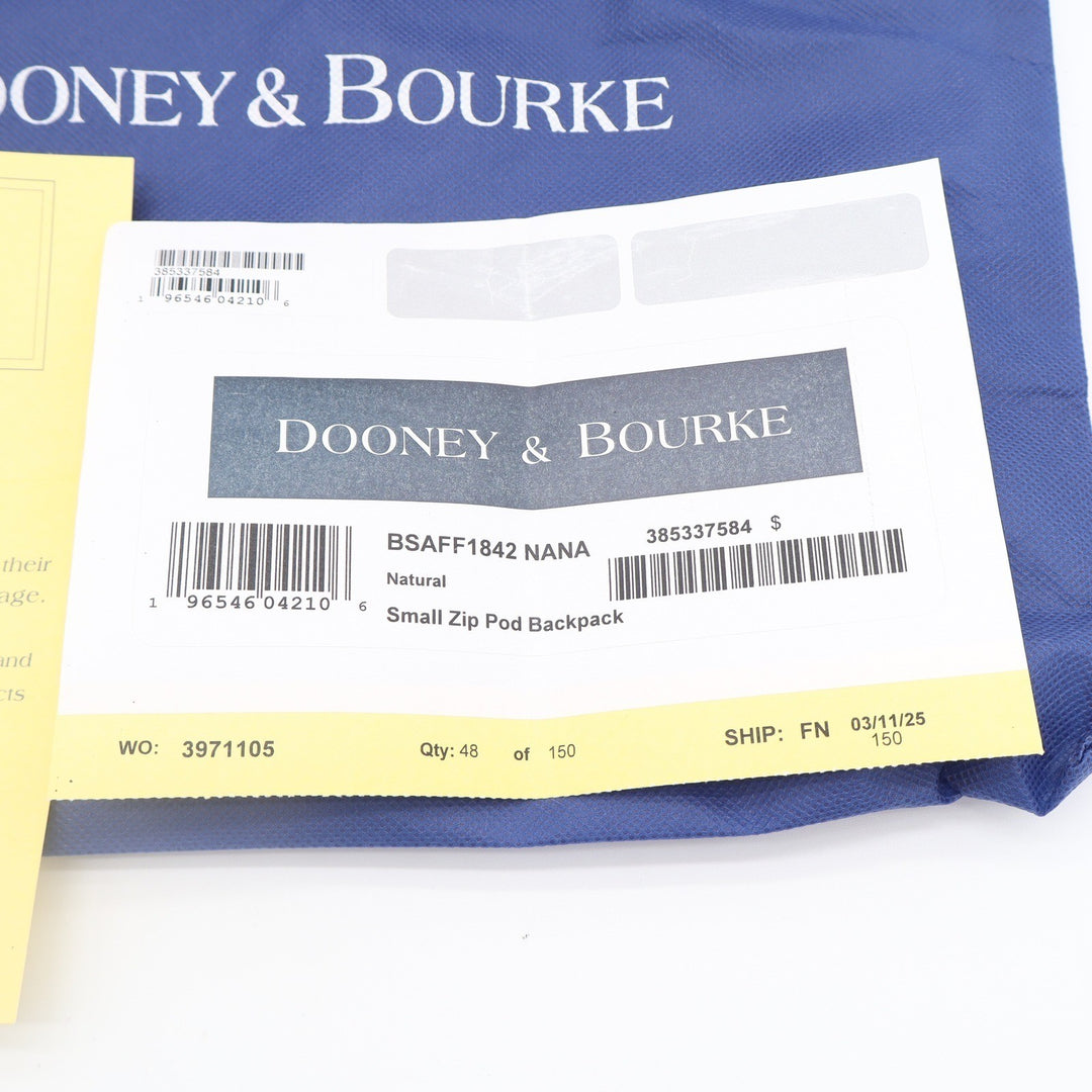Dooney & Bourke Small Zip Pod Backpack Natural Saffiano Leather