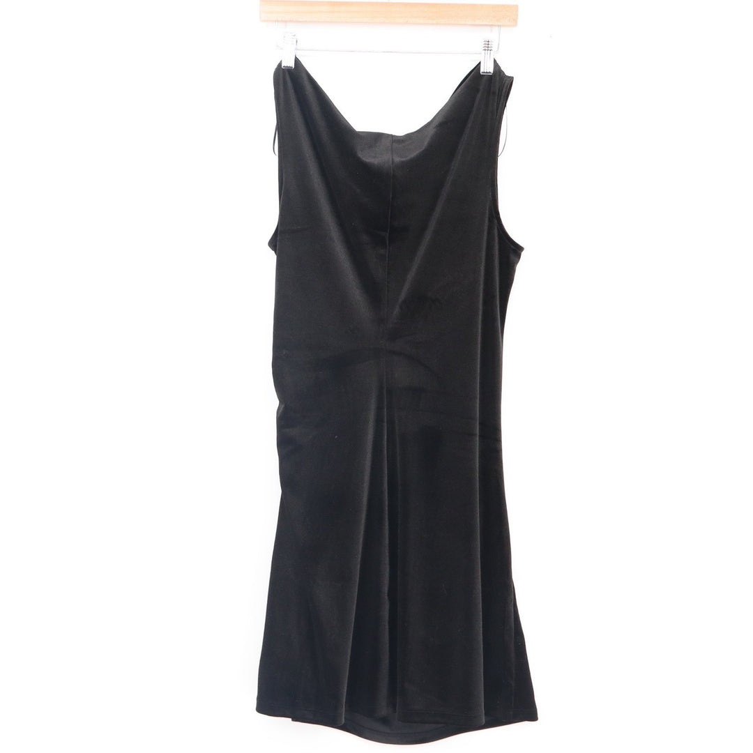 Old Navy Womens Black Velvet Cowl Neck Ruched Sleeveless Shift Dress Large L