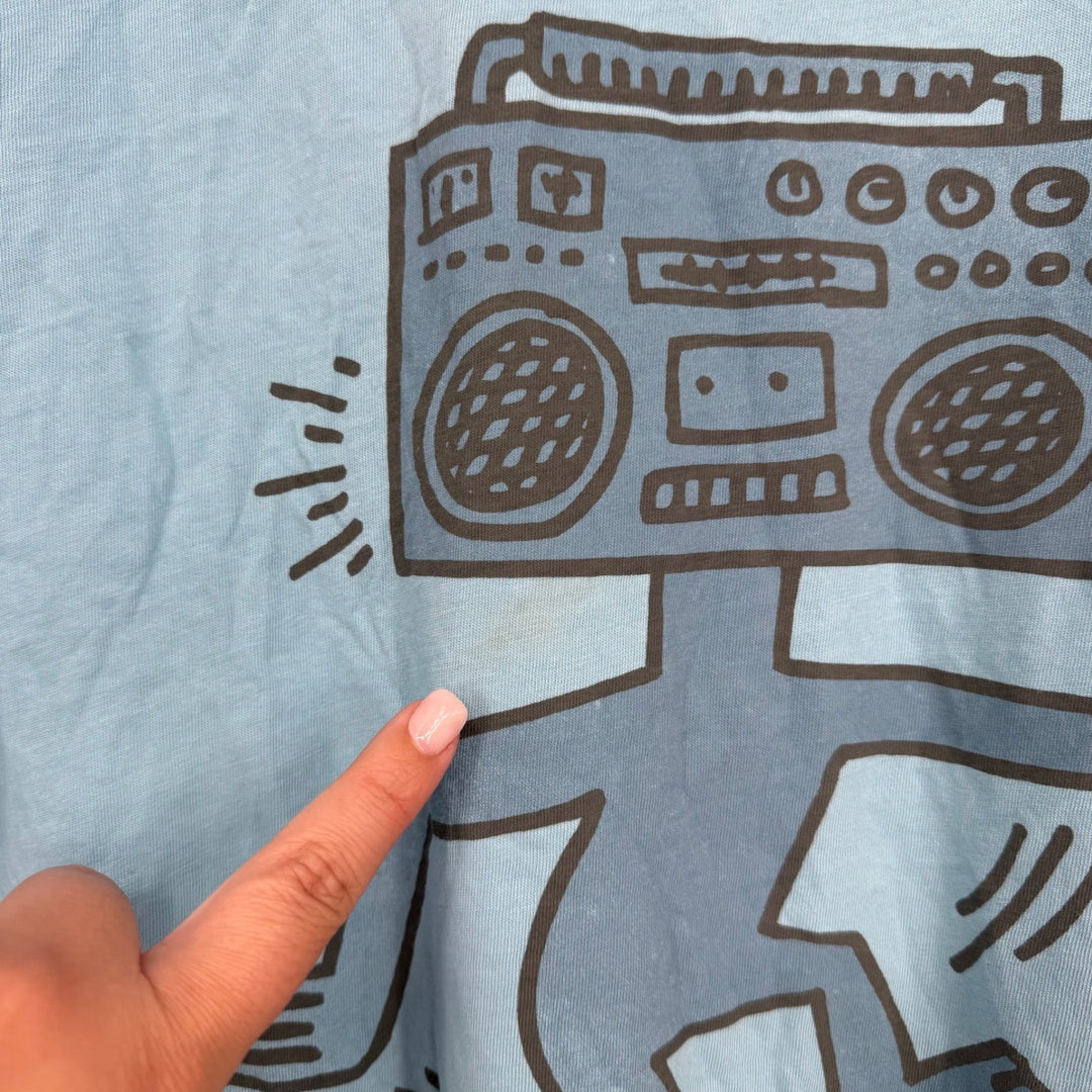 American Eagle Outfitters Mens Medium Blue Boombox Graphic T-Shirt
