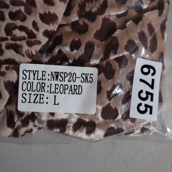 Naked Wardrobe Leopard Print Mini Skirt Side Ruffle Velvet Brown L