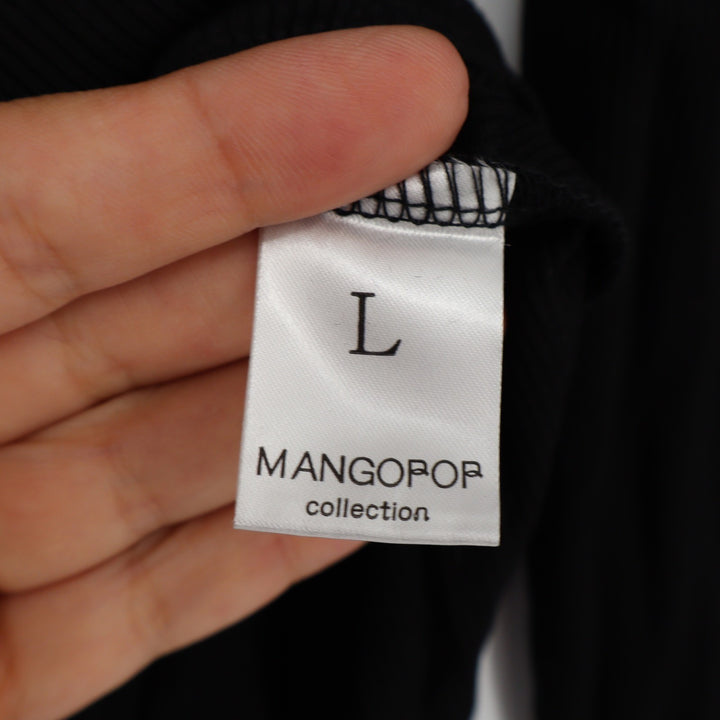 Mangopop Black Ribbed Mock Neck Long Sleeve Bodysuit Size L KLB 261