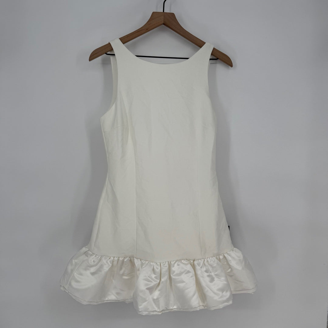 Lulus Superb Aura White Ruffled Drop Waist Mini Dress Size M