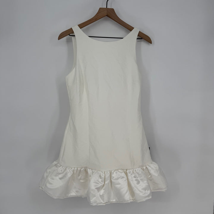 Lulus Superb Aura White Ruffled Drop Waist Mini Dress Size M