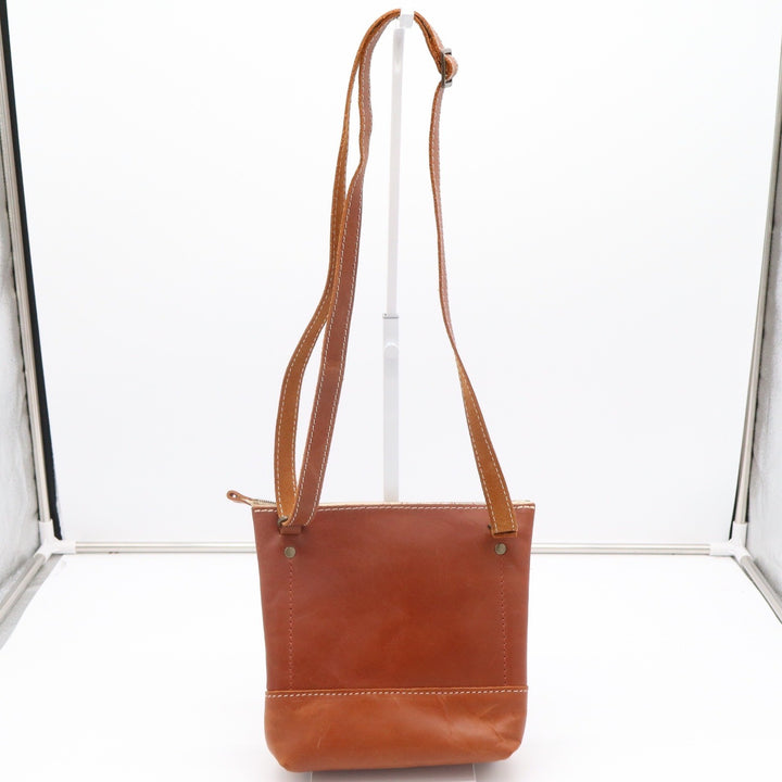 Portland Leather Goods Cognac Brown Full Grain Leather Crossbody Bag Small Zip