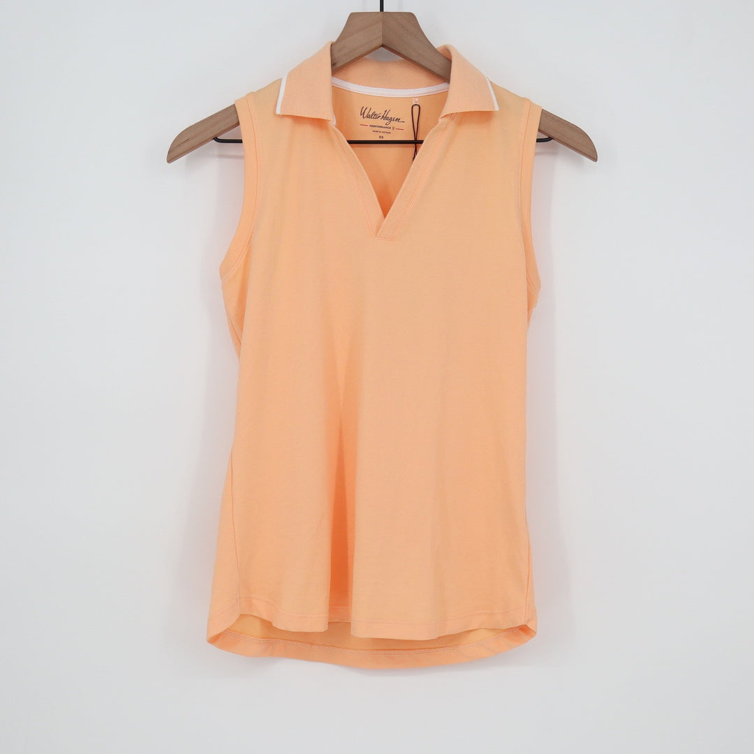 Walter Hagen Womens P11 Sleeveless Johnny Polo Shirt Peach Fuzz XS