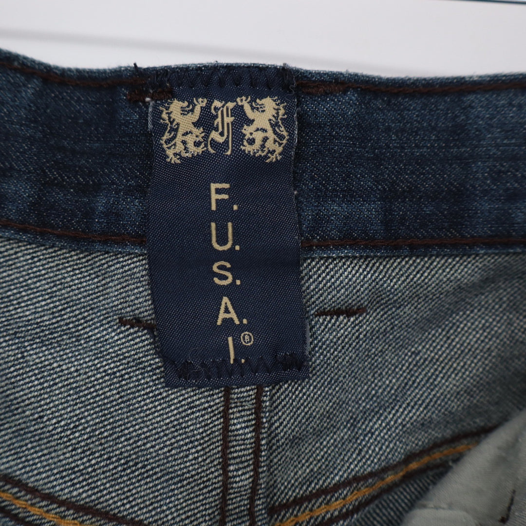 F.U.S.A.I. Jeans Mens 32 Straight Leg Dark Wash Embroidered Cotton Excellent