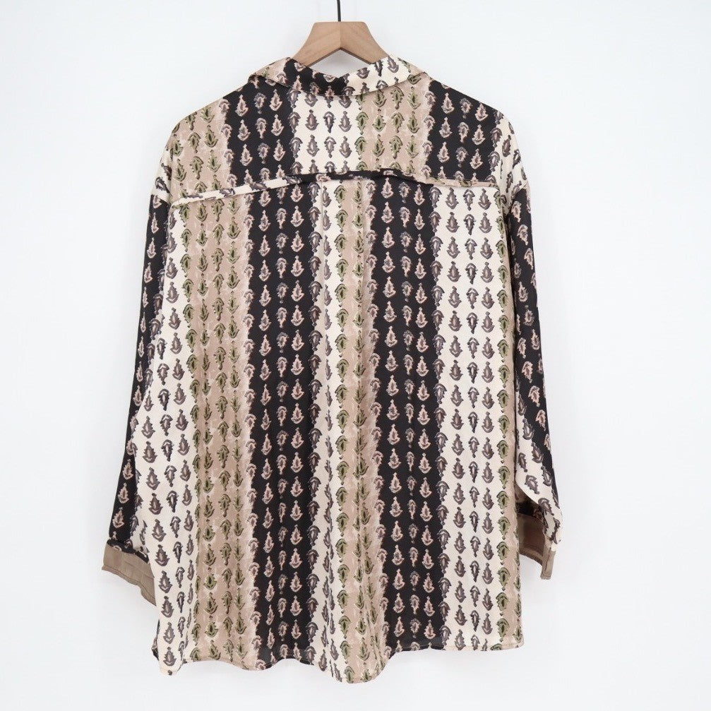 Free People Dreamy Days Pajamas Shirt Womens S Multi Long Sleeve Spread Collar