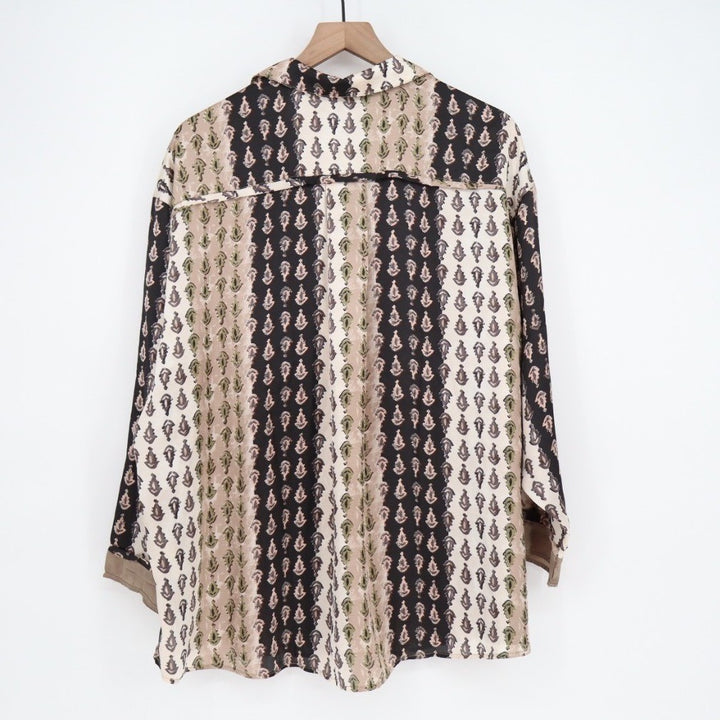 Free People Dreamy Days Pajamas Shirt Womens S Multi Long Sleeve Spread Collar