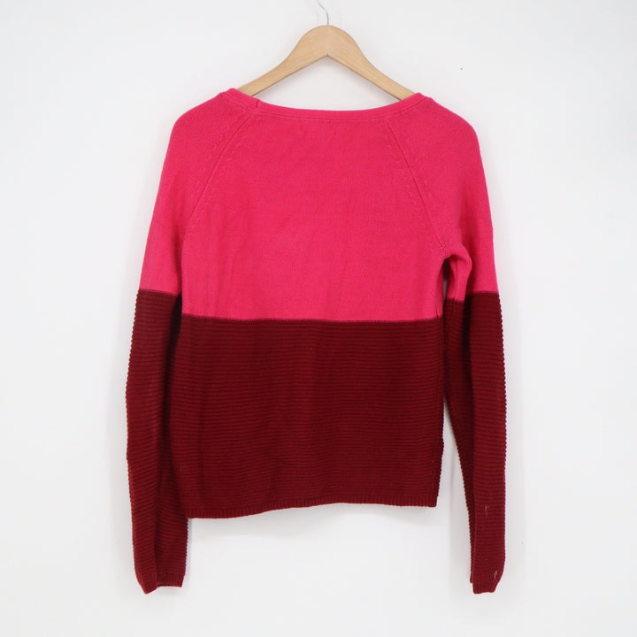Banana Republic Womens Pink Burgundy Colorblock Merino Wool Sweater S