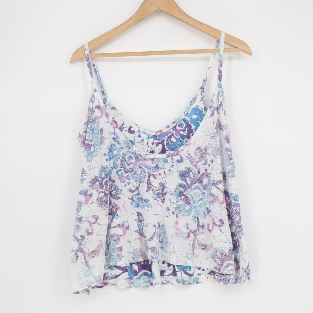Roxy Cami Top Womens Medium Multicolor Floral Spaghetti Straps V-Neck Pullover