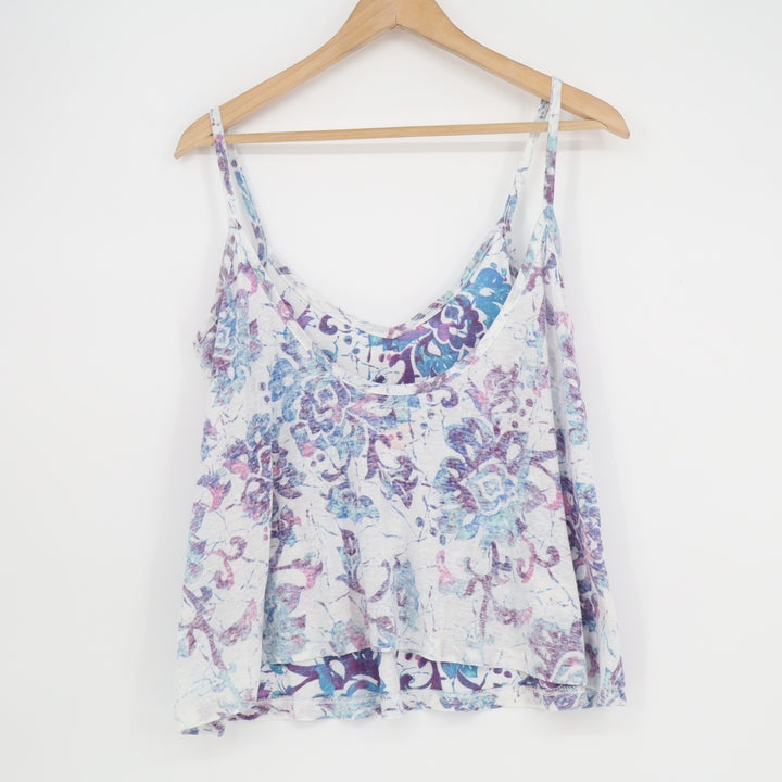 Roxy Cami Top Womens Medium Multicolor Floral Spaghetti Straps V-Neck Pullover