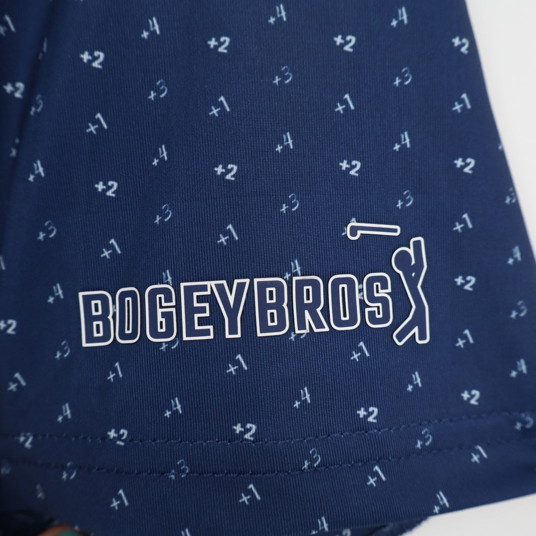 Bogeybros Polo Shirt Men 2XL Blue Printed Short Sleeve Spread Collar Golf Tennis