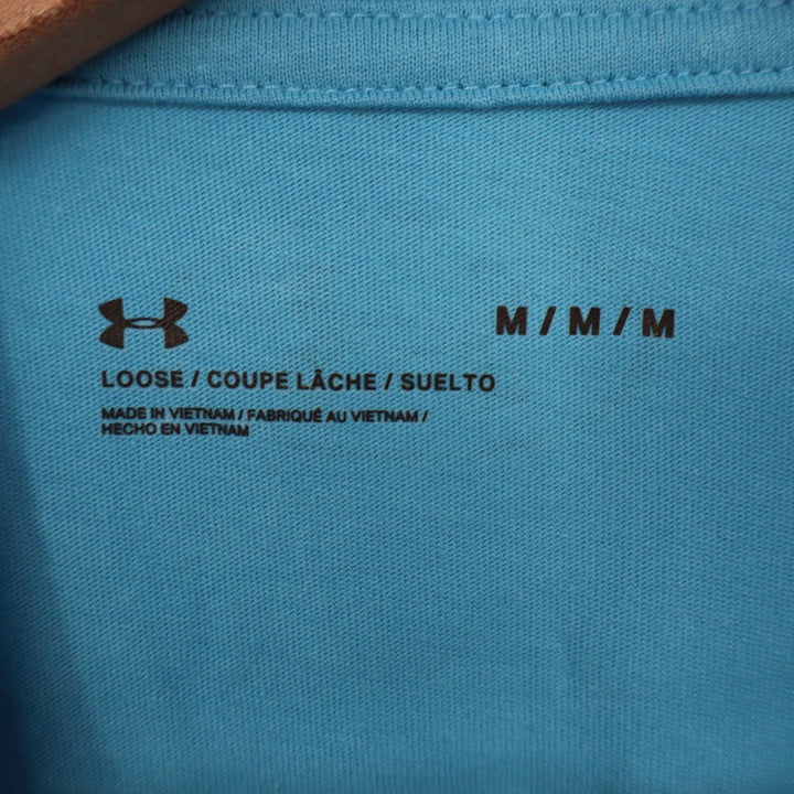 Under Armour Mens Left Chest Cut Off Tank Blue Loose Fit Muscle Shirt M