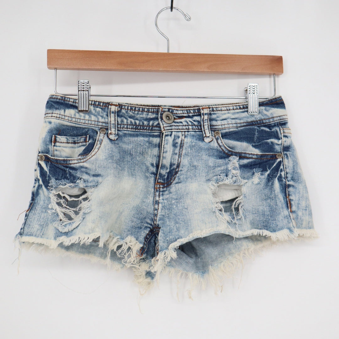 Highway Jeans Womens Size 5 Acid Wash Distressed Denim Shorts Low Rise