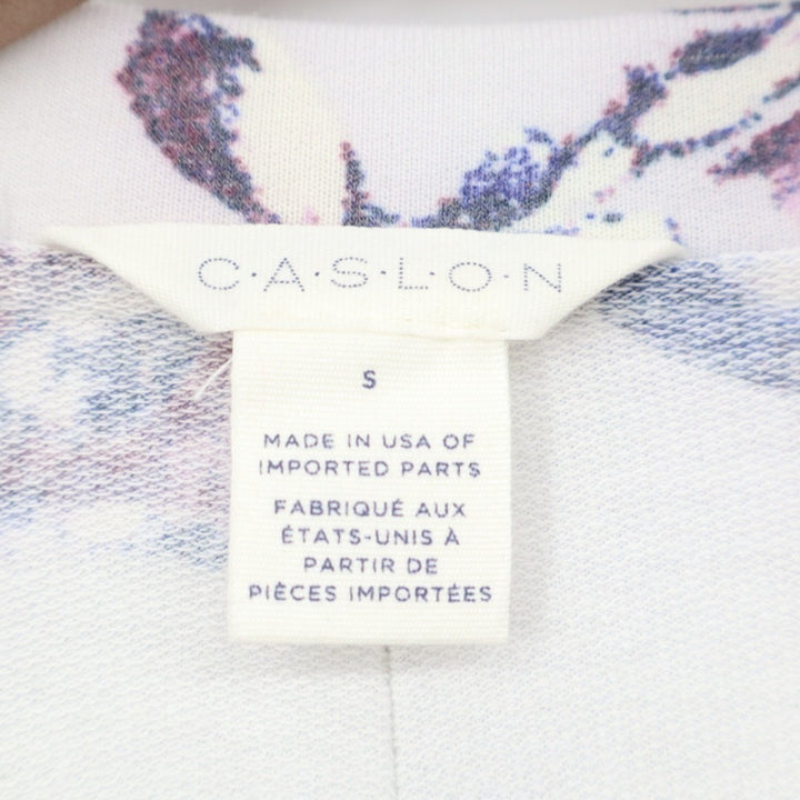 Caslon T-Shirt Womens Small White Floral Stretch Crew Neck Raglan Sleeve Outdoor