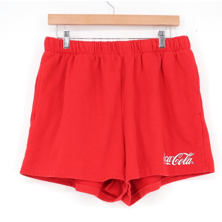 Coca-Cola Red Graphic Sweat Shorts French Terry Elastic Waist XL