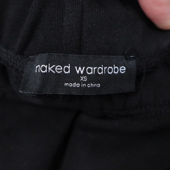 Naked Wardrobe Black Sweatshirt Jogger Set XS Raw Edge Loungewear