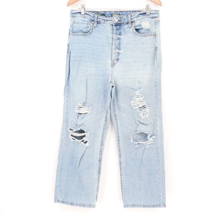 Wild Fable Light Wash Distressed High Rise Straight Leg Jeans Womens Size 14