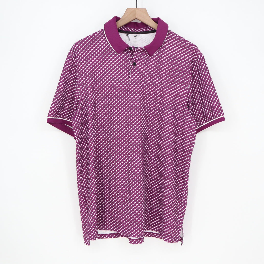 VRST Mens Contrast Printed Polo Shirt Black Cherry Geometric Golf Top Large