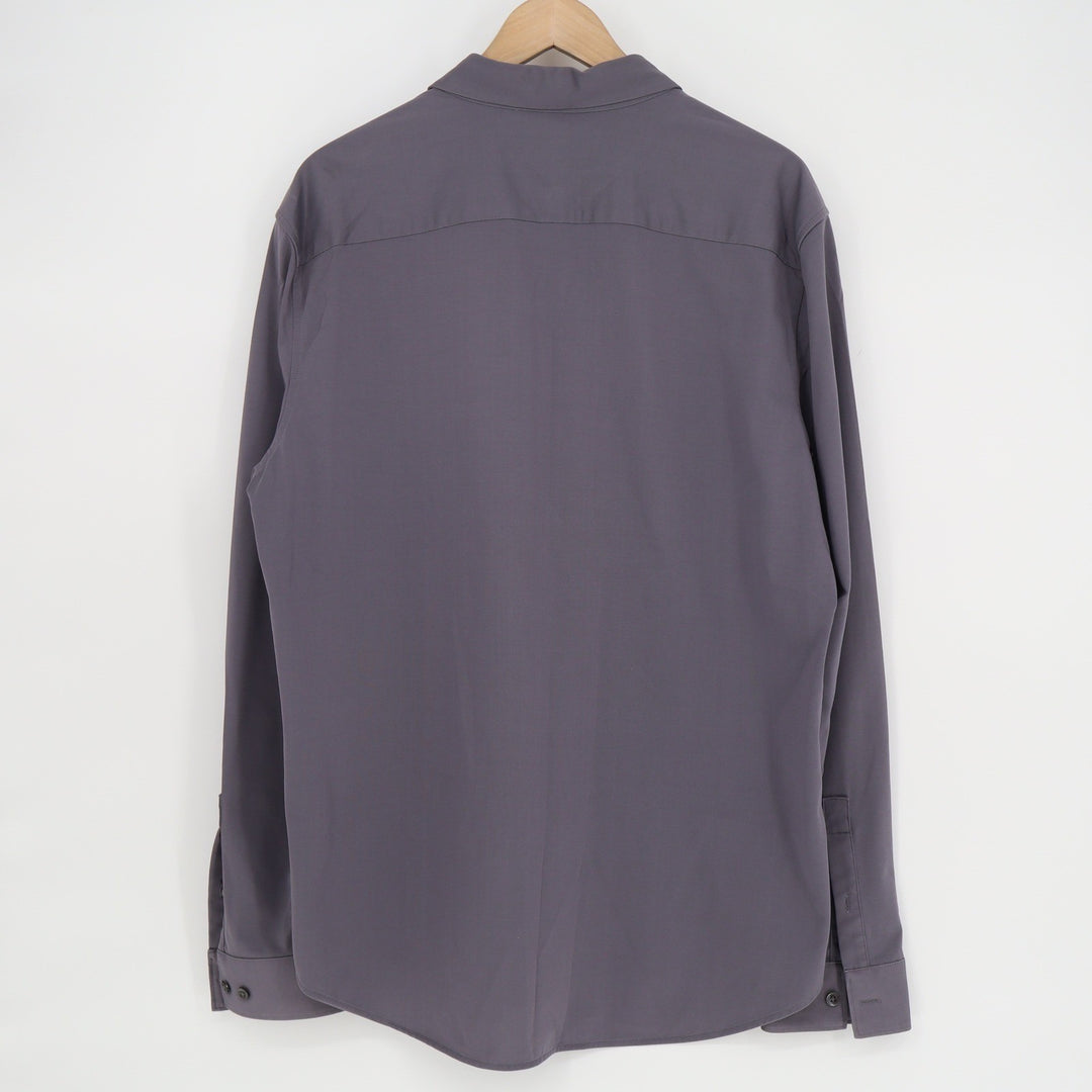 Theory Sylvain ND Structure Knit Shirt Mens XL Purple Grey Button Down J0794505