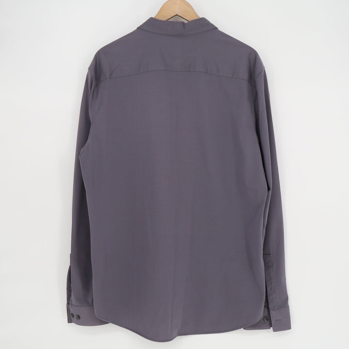 Theory Sylvain ND Structure Knit Shirt Mens XL Purple Grey Button Down J0794505