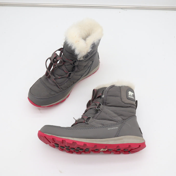 Sorel Whitney Short Lace Grey Pink Waterproof Winter Snow Boots Womens 6.5