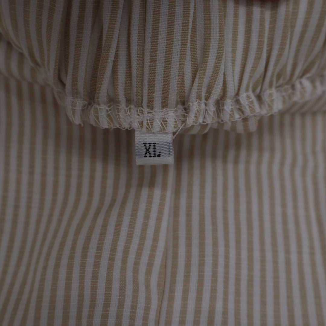 Tan White Striped Smocked Peplum Tube Top and Shorts Set XL
