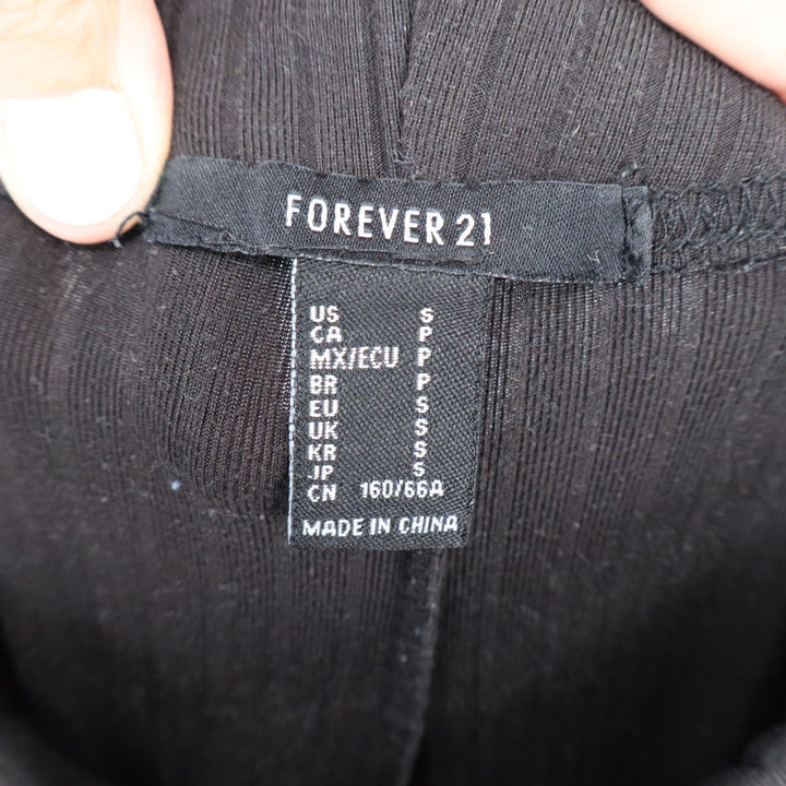 Forever 21 Womens Small Black Ribbed Knit Flare Pants Lettuce Edge Bell Bottoms