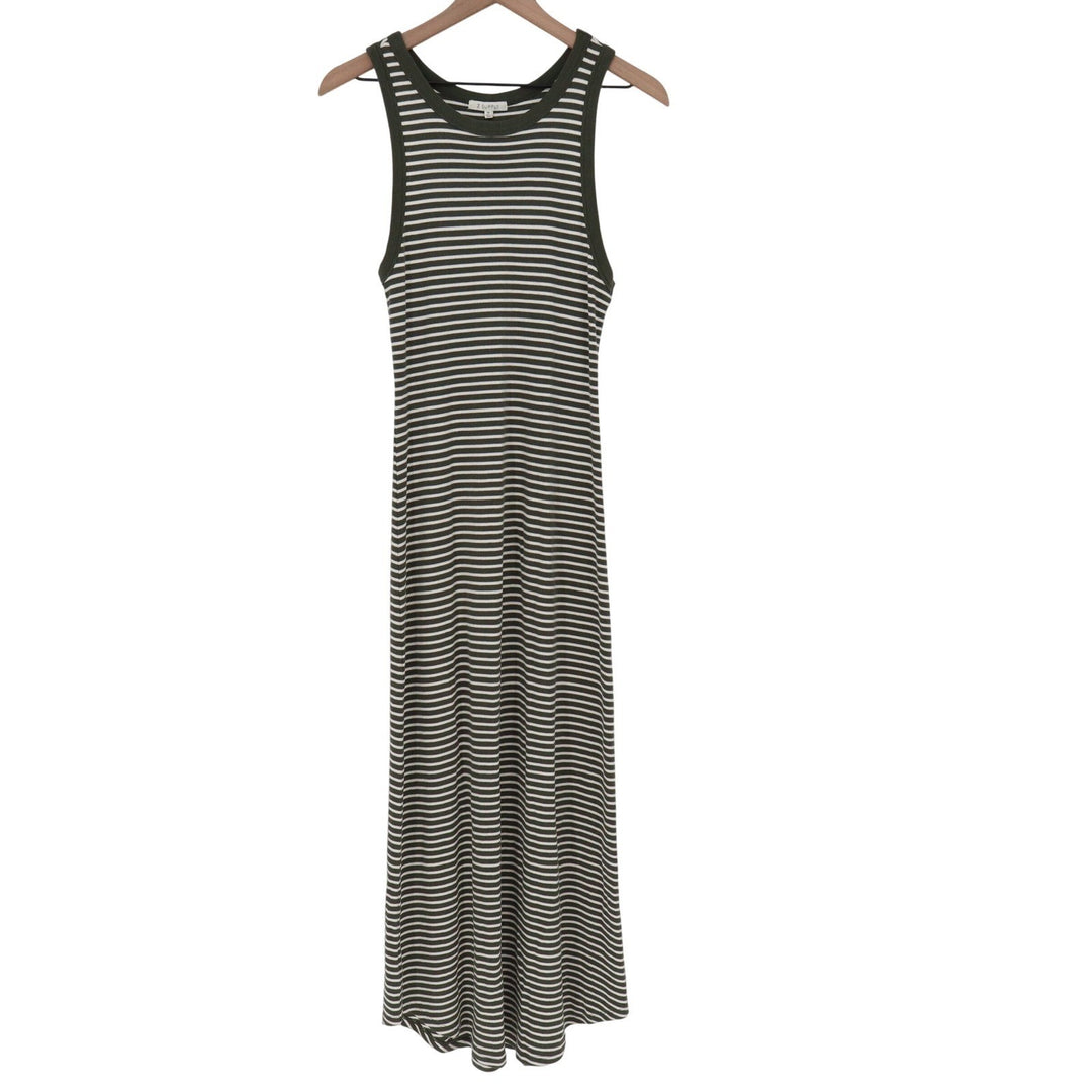 Z Supply Maxi Dress Womens Medium Olive Green Striped Ribbed Excellent