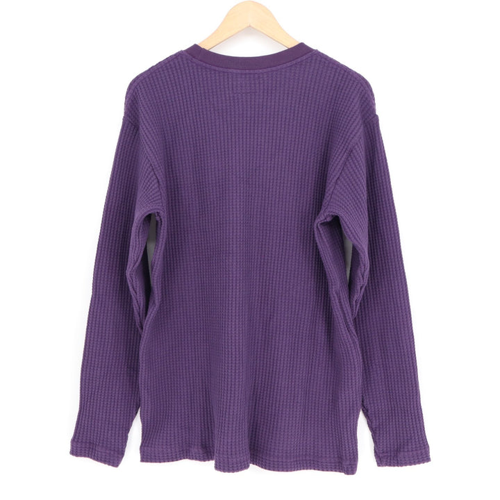 American Giant T-Shirt Mens Large Purple Waffle Knit Cotton Stretch Long Sleeve