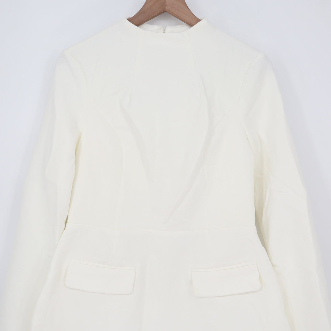 Showpo Carlson White High Neck Open Back Cocoon Mini Dress Size 8