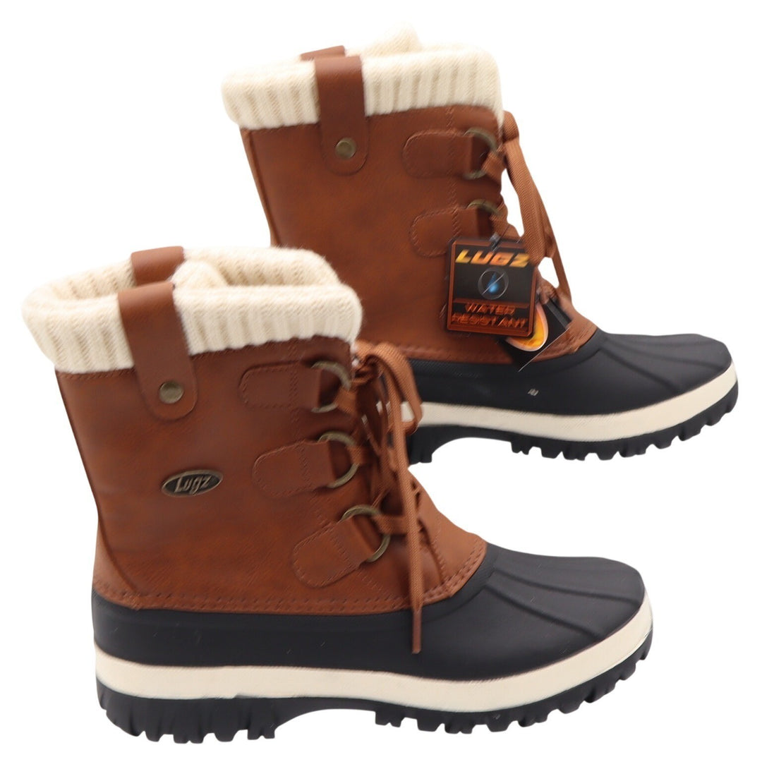 Lugz Duck Boots Womens 8 Tallulah Brown Black Water Resistant Faux Fur New