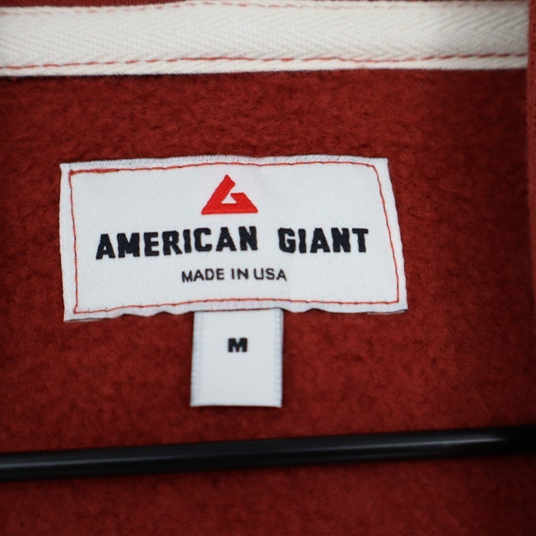 American Giant Midweight Hoodie Womens Medium Red Full Zip Cotton Fleece Lined