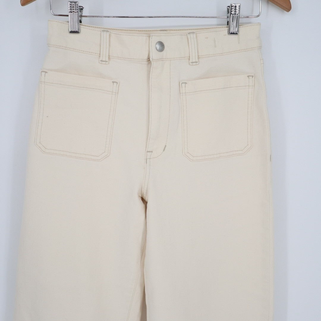 Madewell Emmett Wide Leg Jeans Womens 26T White Denim Cotton Stretch Outdoor