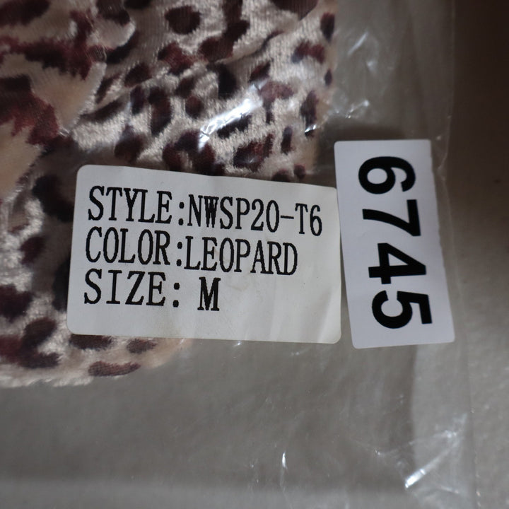 Naked Wardrobe Womens Leopard Print Long Sleeve Crop Top Medium Brown