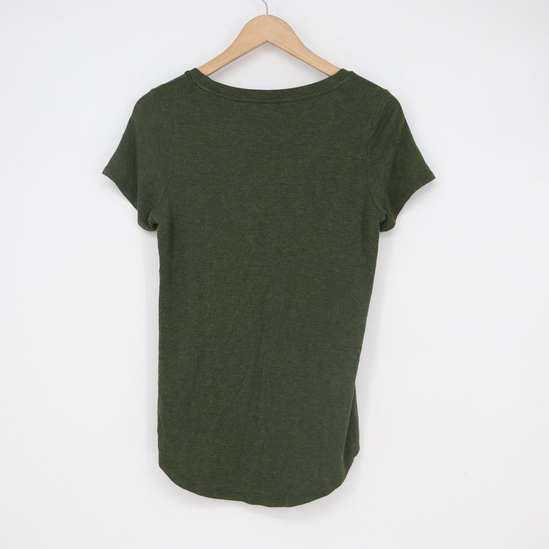 Market & Spruce Olive Green Heather Pocket Scoop Neck Tee XS