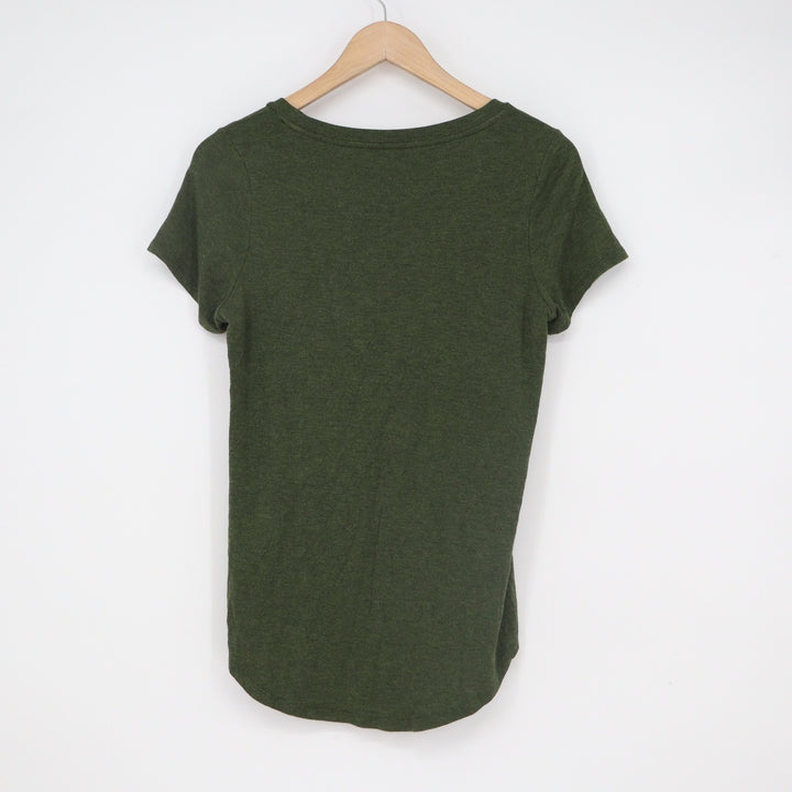 Market & Spruce Olive Green Heather Pocket Scoop Neck Tee XS