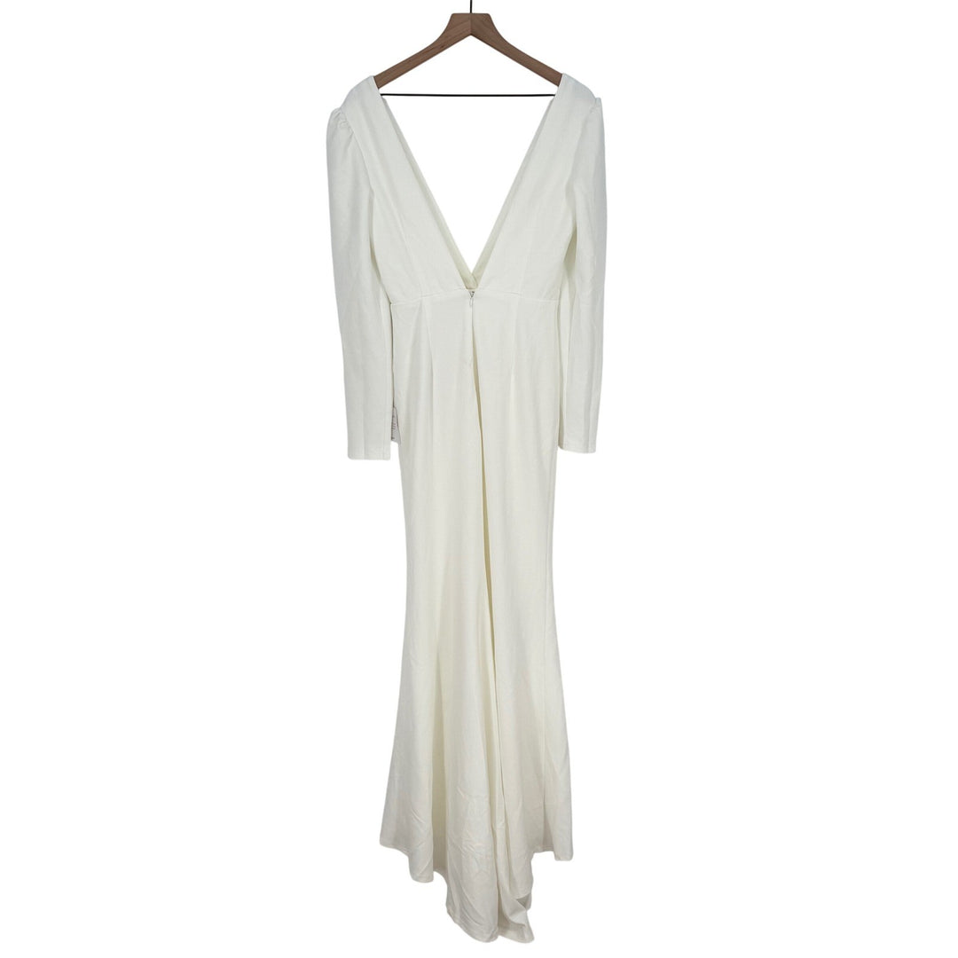 Lulus Stunning Romance White Long Sleeve Mermaid Maxi Dress Size S