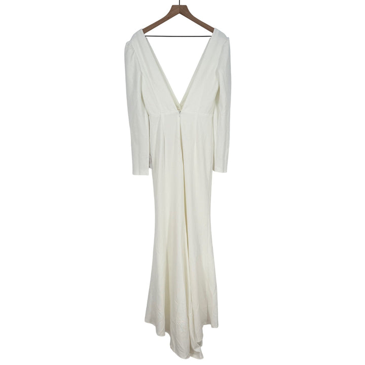 Lulus Stunning Romance White Long Sleeve Mermaid Maxi Dress Size S