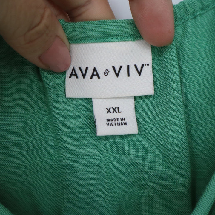 Ava & Viv Green Rayon Flutter Sleeve Maxi Dress XXL Sweetheart Neckline Boho